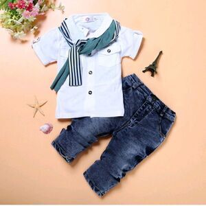 Boys Shirt and Denim Jeans with Scarf